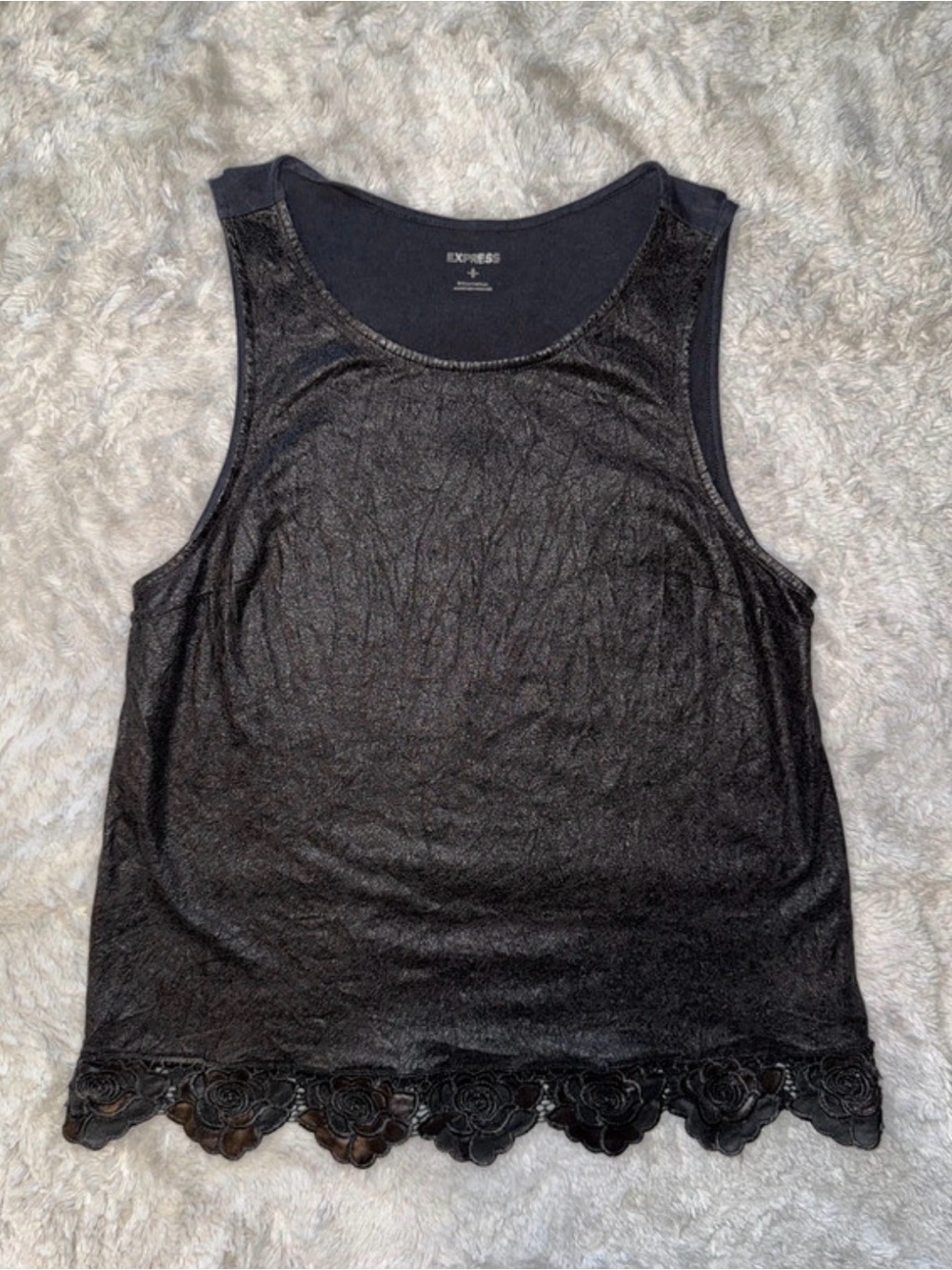 Express Black Sleeveless Tank with Lace Trim